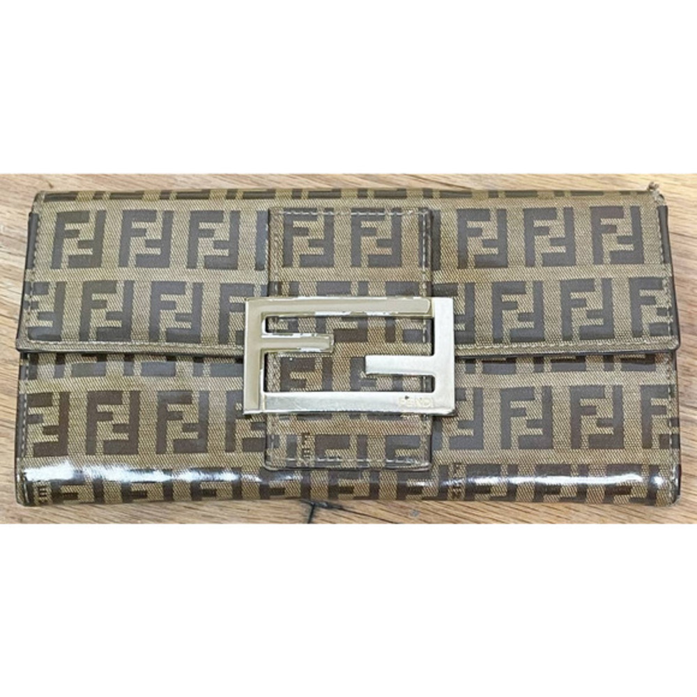 Fendi Vintage Monogram Coated Canvas Long Wallet W/ Dustbag